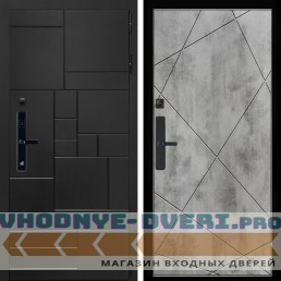 Входная дверь Inteko Квадро SMART + Лучи бетон светлый