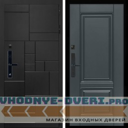 Входная дверь Inteko Квадро SMART + ФЛ-117 с полосками графит