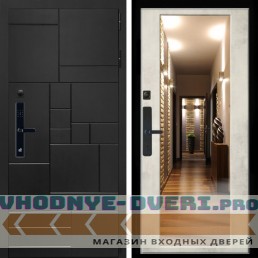 Входная дверь Inteko Квадро SMART + Зеркало бетон светлый