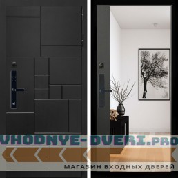 Входная дверь Inteko Квадро SMART + Зеркало панорама Черный кварц
