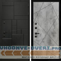 Входная дверь Inteko Квадро + Лучи бетон светлый
