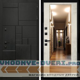 Входная дверь Inteko Квадро + Зеркало бетон светлый