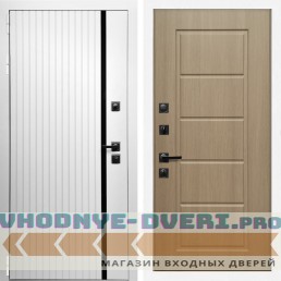 Входная дверь Inteko Вертикаль белая молдинг + ФЛ-39 эко дуб