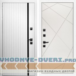 Входная дверь Inteko Вертикаль белая молдинг + Лучи белый
