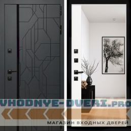 Входная дверь Inteko Верона Графит + Зеркало панорама Белый софт