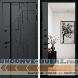 Входная дверь Inteko Верона Графит + Зеркало панорама Черный кварц