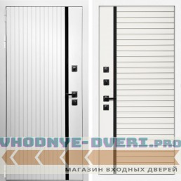 Входная дверь Inteko Вертикаль белая молдинг + Агата