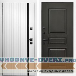 Входная дверь Inteko Вертикаль белая молдинг + Классика венге