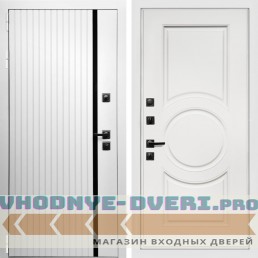 Входная дверь Inteko Вертикаль белая молдинг + МС-100 белый матовый