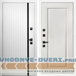 Входная дверь Inteko Вертикаль белая молдинг + ФЛ-119 белый матовый