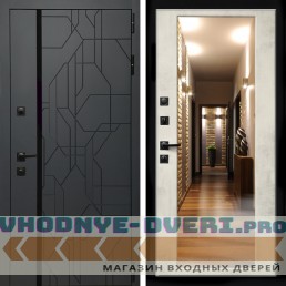 Входная дверь Inteko Верона Графит + Зеркало бетон светлый