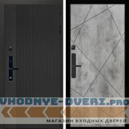 Входная дверь Inteko Вертикаль Блек SMART + Лучи бетон светлый