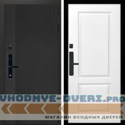 Входная дверь Inteko Вертикаль Блек SMART + ФЛ-117 белый матовый