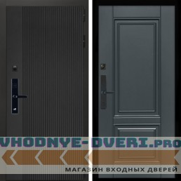 Входная дверь Inteko Вертикаль Блек SMART + ФЛ-117 с полосками графит