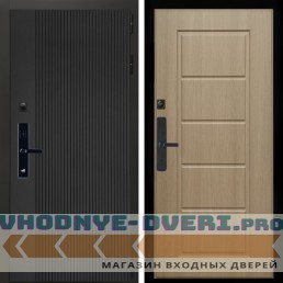 Входная дверь Inteko Вертикаль Блек SMART + ФЛ-39 эко дуб