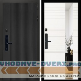 Входная дверь Inteko Вертикаль Блек SMART + Сити белый матовый