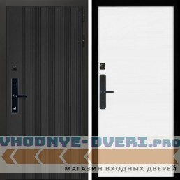 Входная дверь Inteko Вертикаль Блек SMART + Гладкая белый матовый