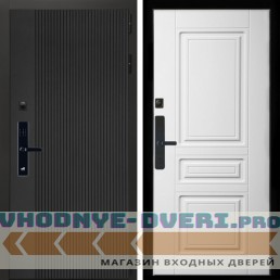 Входная дверь Inteko Вертикаль Блек SMART + Классика белый матовый