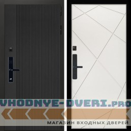 Входная дверь Inteko Вертикаль Блек SMART + Лучи белый