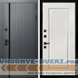 Входная дверь Inteko Агат Графит (Графит, черное стекло) + ФЛ-119 белый матовый