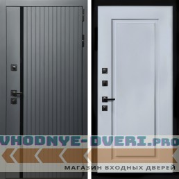 Входная дверь Inteko Агат Графит (Графит, черное стекло) + ФЛ-119 силк маус