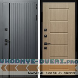 Входная дверь Inteko Агат Графит (Графит, черное стекло) + ФЛ-39 эко дуб