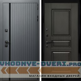 Входная дверь Inteko Агат Графит (Графит, черное стекло) + Классика венге