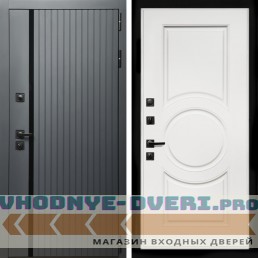 Входная дверь Inteko Агат Графит (Графит, черное стекло) + МС-100 белый матовый