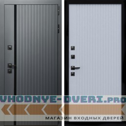 Входная дверь Inteko Агат Графит (Графит, черное стекло) + Вертикаль Силк маус