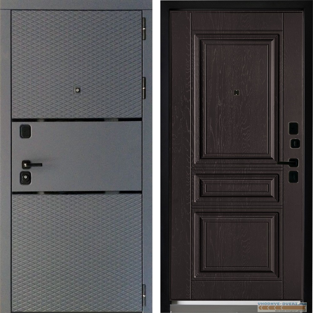 Входная дверь Дверной континент Диаманте Софт графит ФЛ-243 Фактурный шоколад