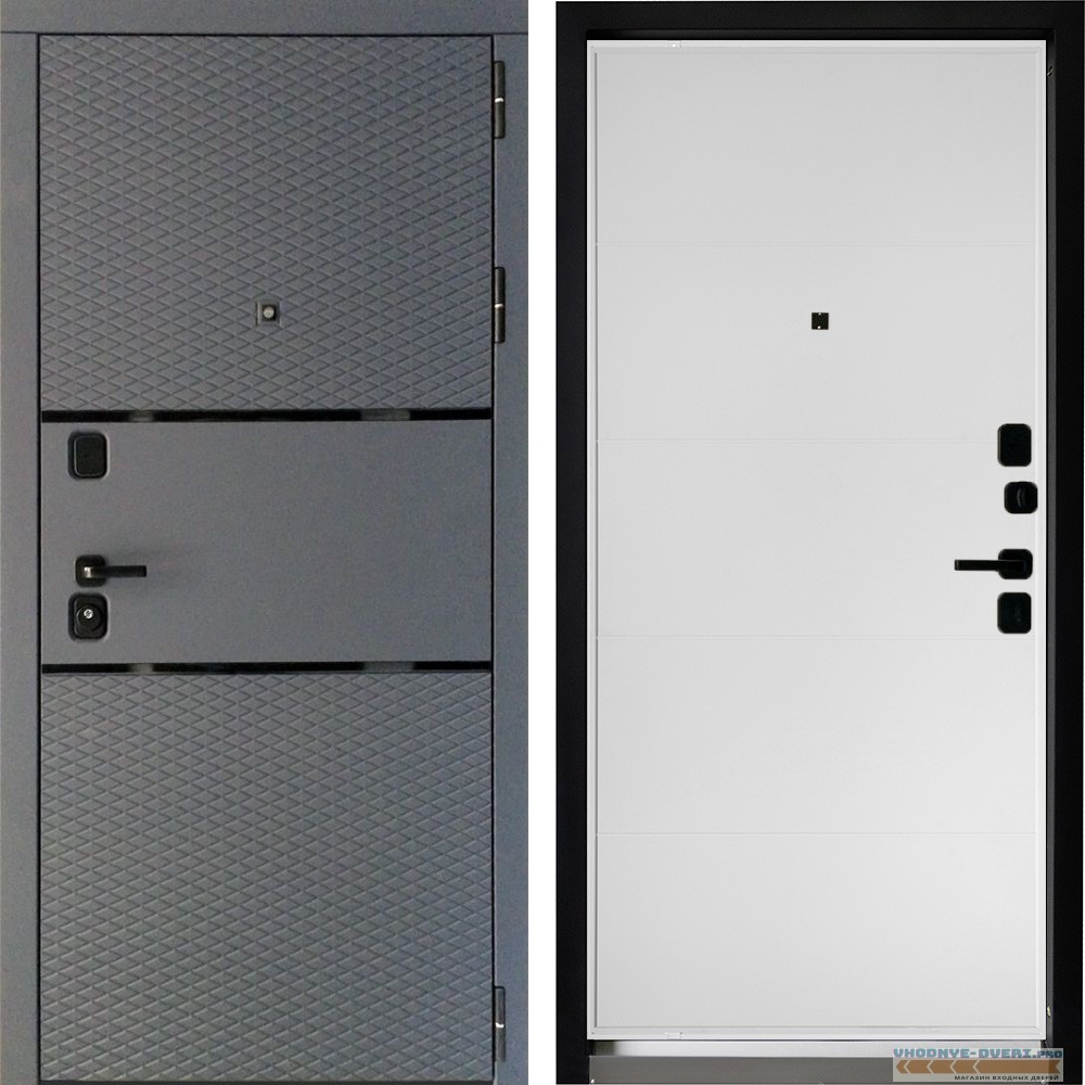 Входная дверь Дверной континент Диаманте Софт графит ФЛ-649 Софт белый снег