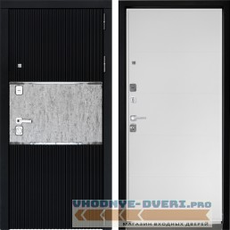 Дверь Входная дверь Дверной континент ДК-13 Софт черный ФЛ-649 Софт белый снег (наружная)