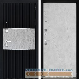 Входная дверь Дверной континент ДК-13 Софт черный ФЛ-655 Бетон натуральный (три контура)