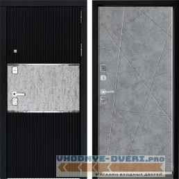 Входная дверь Дверной континент ДК-13 Софт черный ФЛ-655 Лофт бетон грей (три контура)