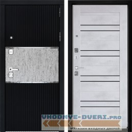 Входная дверь Дверной континент ДК-13 Софт черный ЦСБ-49 Бетон серый (три контура)