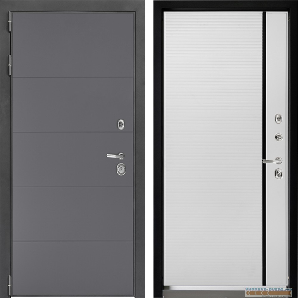 Входная дверь Дверной континент ДК-3 649 Графит абсолют софт 757 Рикамо софт черное стекло