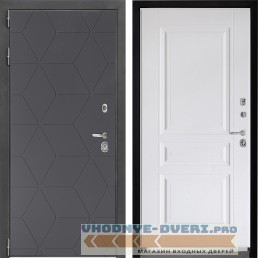 Входная дверь Дверной континент ДК-3 Графит абсолют софт ФЛ-243 Альберо браш серебро (наружная)