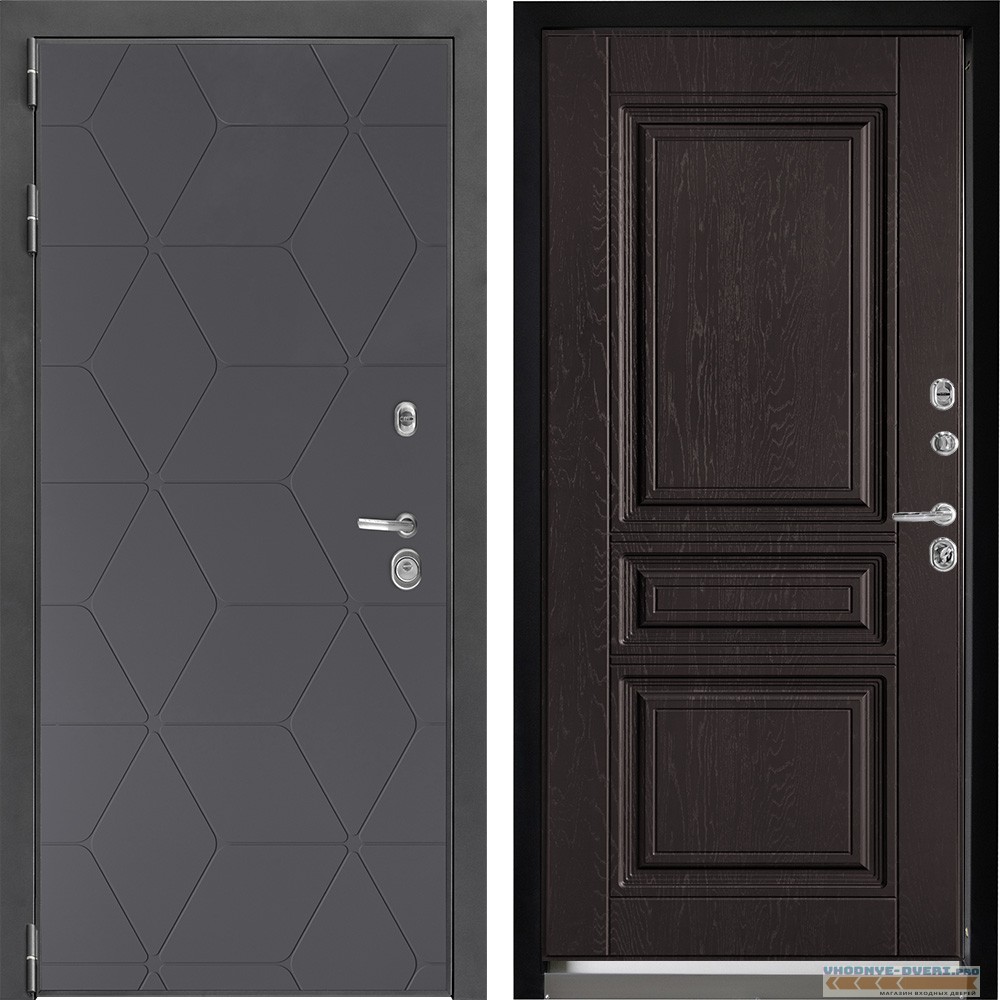 Входная дверь Дверной континент ДК-3 Графит абсолют софт ФЛ-243 Фактурный шоколад