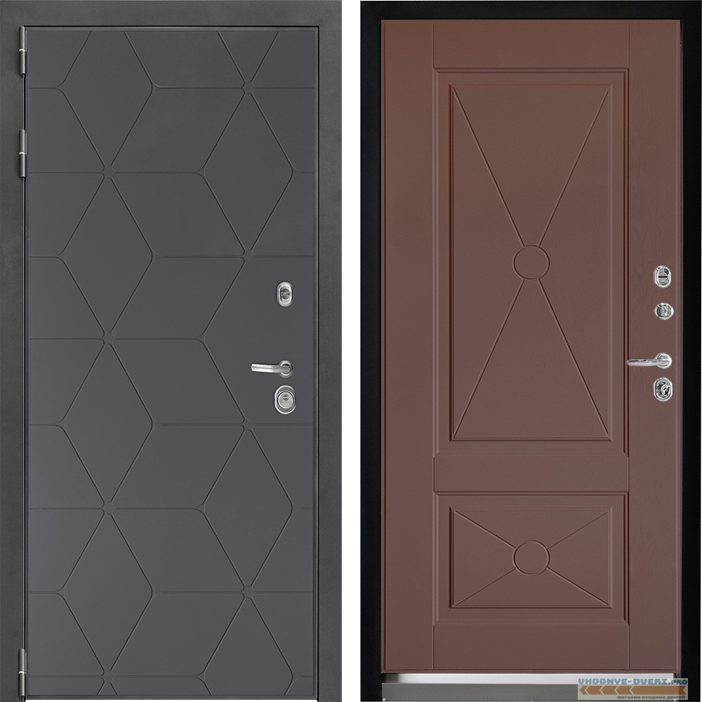 Входная дверь Дверной континент ДК-3 Графит абсолют софт ФЛ-617 Ясень шоколад