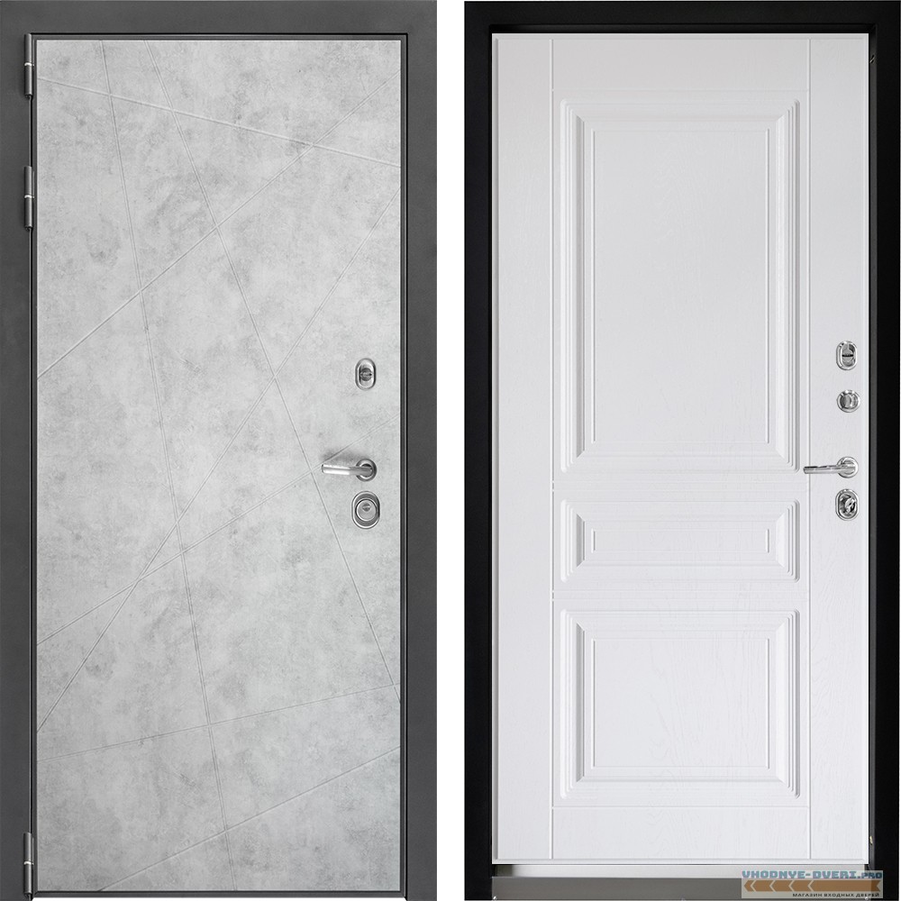 Входная дверь Дверной континент ДК-3 Лофт бетон натуральный ФЛ-243 Альберо браш серебро