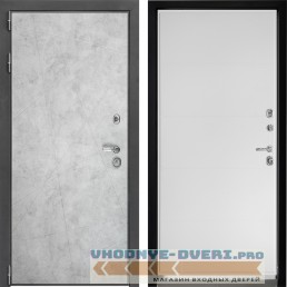 Дверь Входная дверь Дверной континент ДК-3 Лофт бетон натуральный ФЛ-649 Софт белый снег (наружная)