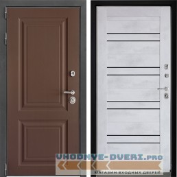 Входная дверь Дверной континент ДК-3 Ясень шоколад ЦСБ-49 Бетон серый трехконтурная