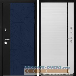 Входная дверь Дверной континент ДК-9 Софт темно-синий 757 Рикамо софт черное стекло трехконтурная