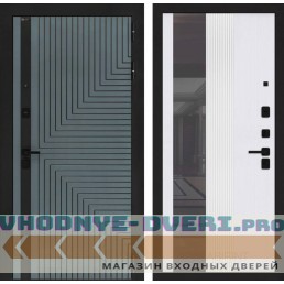 Входная дверь CREDOR с Зеркалом 32 тонированным - Белый рельеф софт