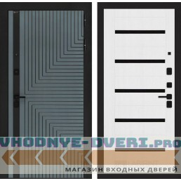 Входная дверь CREDOR 01 - Белое дерево, стекло черное