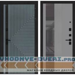 Входная дверь CREDOR с Зеркалом 32 тонированным - Серый рельеф софт