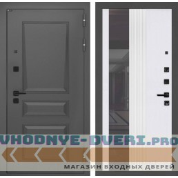 Входная дверь орлеан с зеркалом 32 тонированным - белый рельеф софт купить за 38900 руб. у производителя Лабиринт