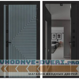 Входная дверь CREDOR с зеркалом Панорама с тонировкой - Черный кварц