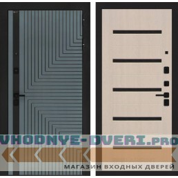 Входная дверь CREDOR 01 - Беленый дуб, стекло черное