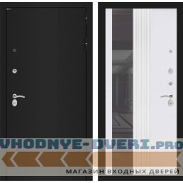 Входная дверь Лабиринт CLASSIC шагрень черная с Зеркалом 32 тонированным - Белый рельеф софт